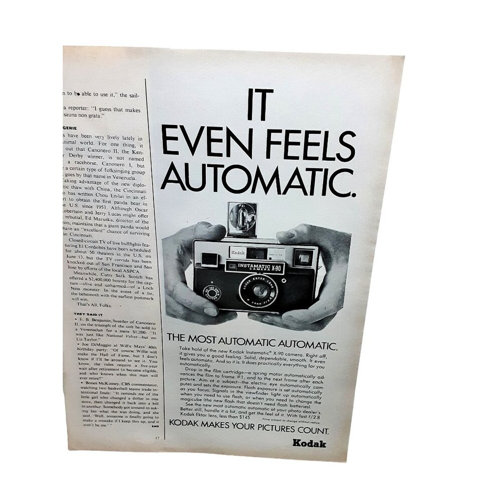 1971 Kodak Instamatic X90 Camera Original Print Ad